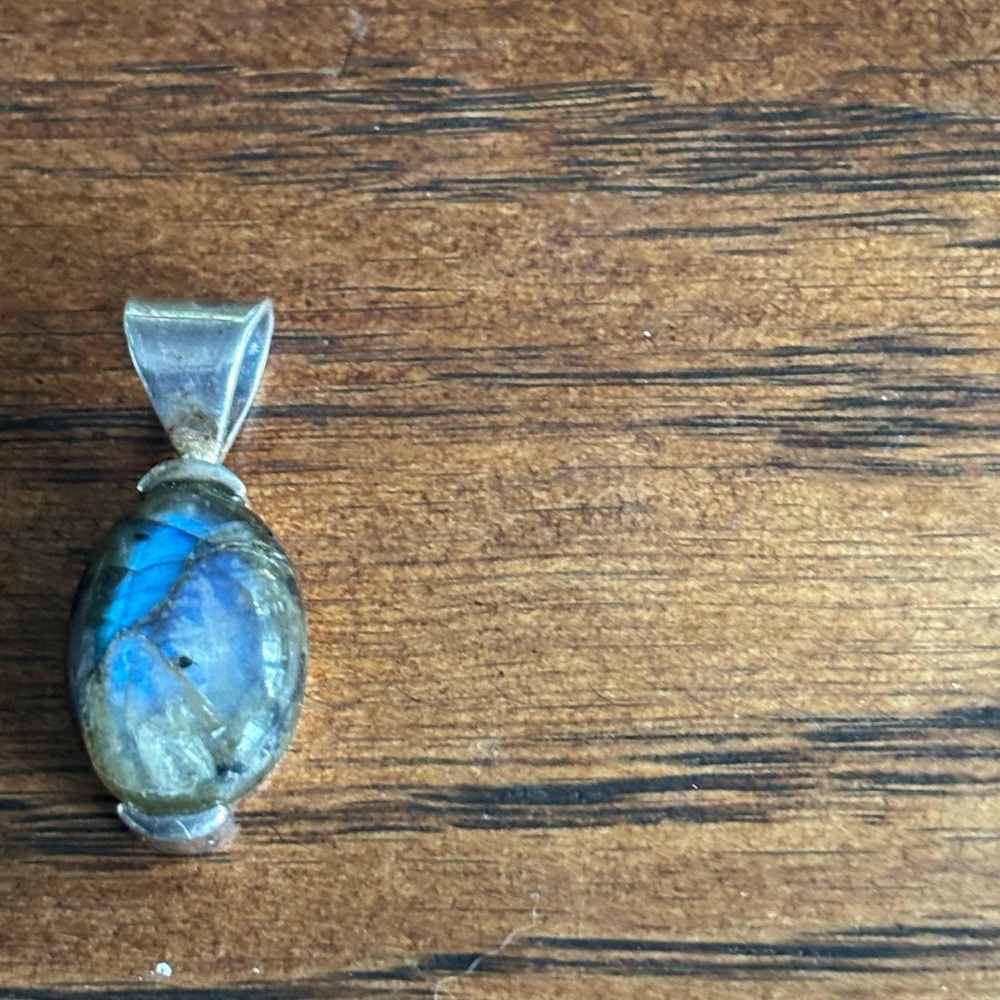 Laboradite pendant measures approximately 1”